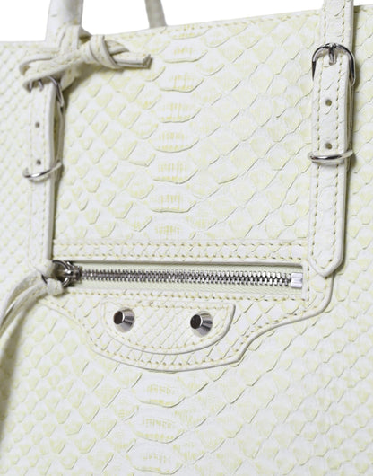 Balenciaga White Yellow Exotic Skin Leather Shopping Tote PAPIER Bag by Balenciaga