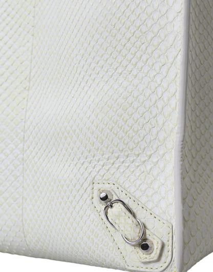 Balenciaga White Yellow Exotic Skin Leather Shopping Tote PAPIER Bag by Balenciaga