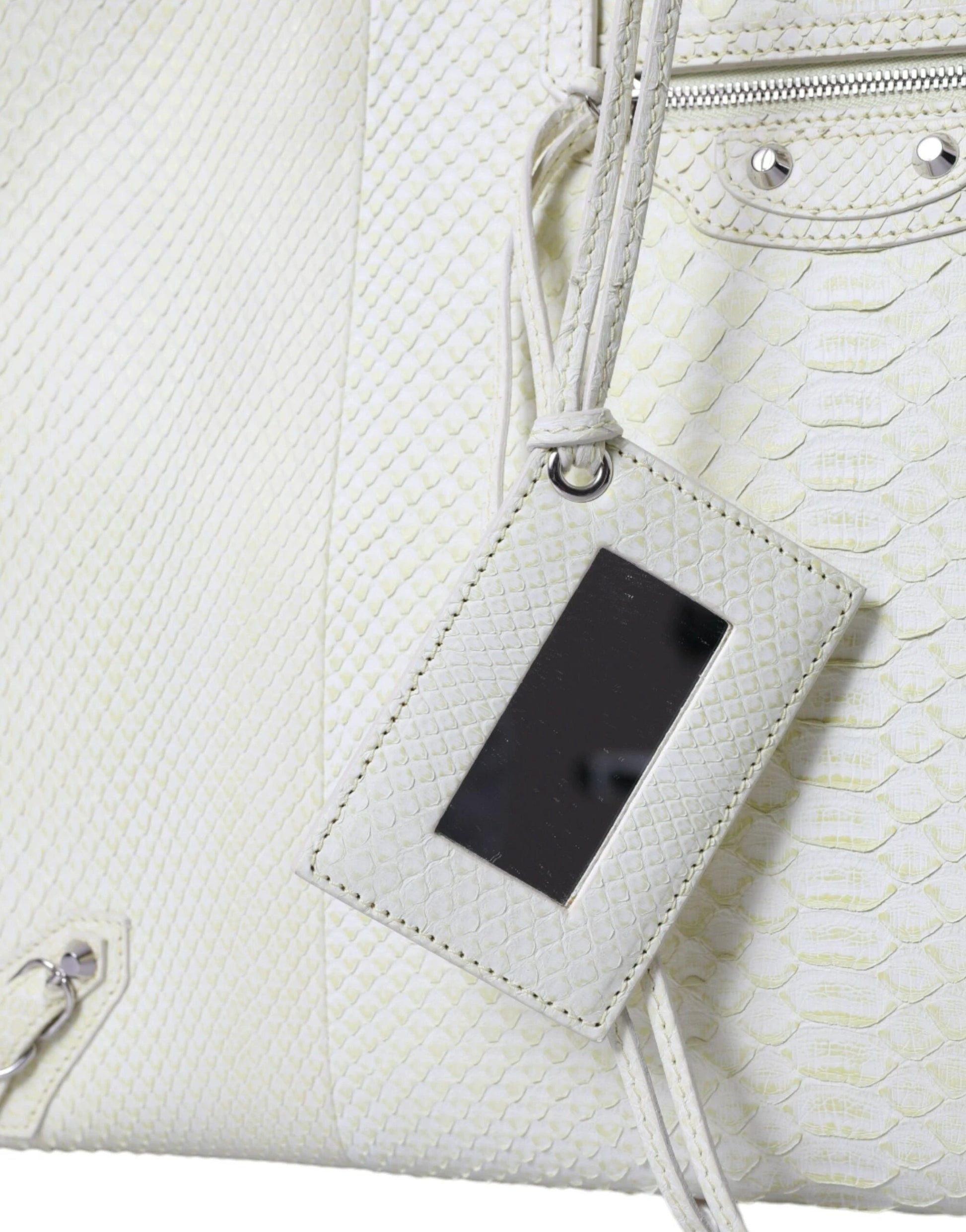 Balenciaga White Yellow Exotic Skin Leather Shopping Tote PAPIER Bag by Balenciaga