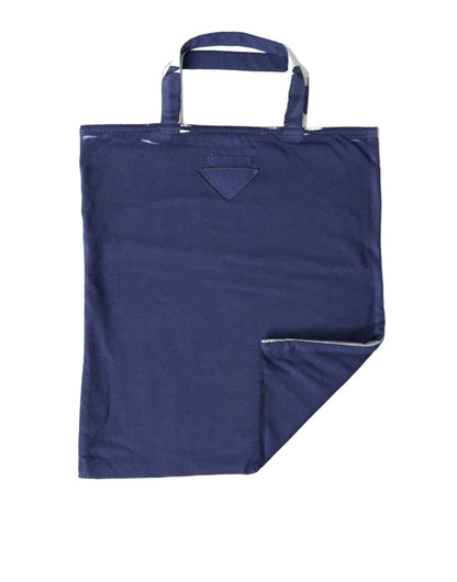 Prada Blue Jersey Fabric Logo Shoulder Shopping Tote Shopping Bag by Prada