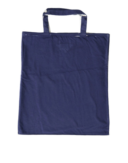 Prada Blue Jersey Fabric Logo Shoulder Shopping Tote Shopping Bag by Prada
