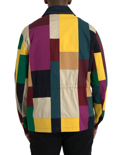 Dolce & Gabbana Multicolor Patchwork Cotton Collared Jacket by Dolce & Gabbana