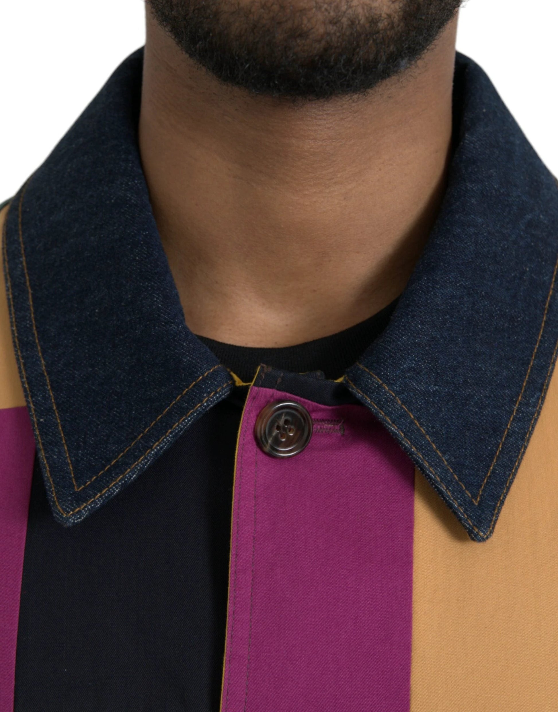 Dolce & Gabbana Multicolor Patchwork Cotton Collared Jacket by Dolce & Gabbana