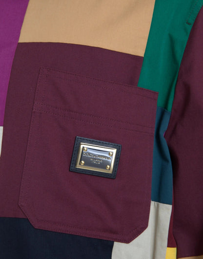 Dolce & Gabbana Multicolor Patchwork Cotton Collared Jacket by Dolce & Gabbana