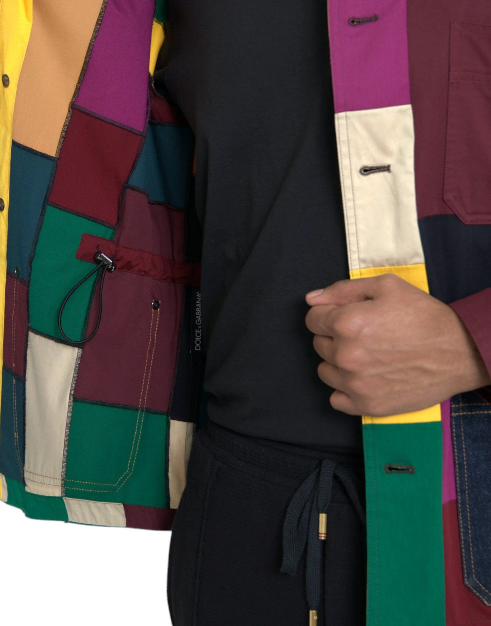 Dolce & Gabbana Multicolor Patchwork Cotton Collared Jacket by Dolce & Gabbana