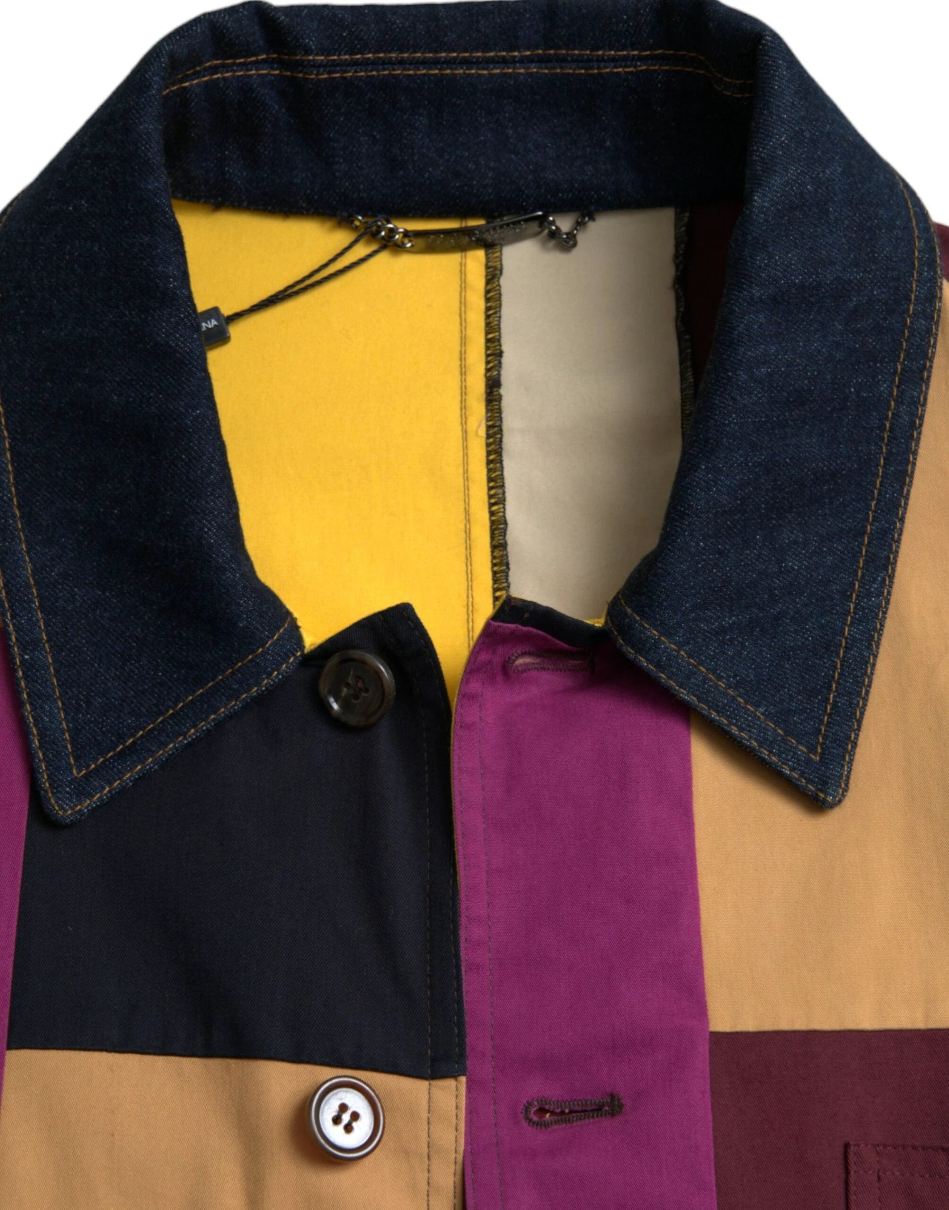 Dolce & Gabbana Multicolor Patchwork Cotton Collared Jacket by Dolce & Gabbana