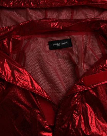 Dolce & Gabbana Red Nylon Hooded Pullover Sweatshirt Jacket by Dolce & Gabbana