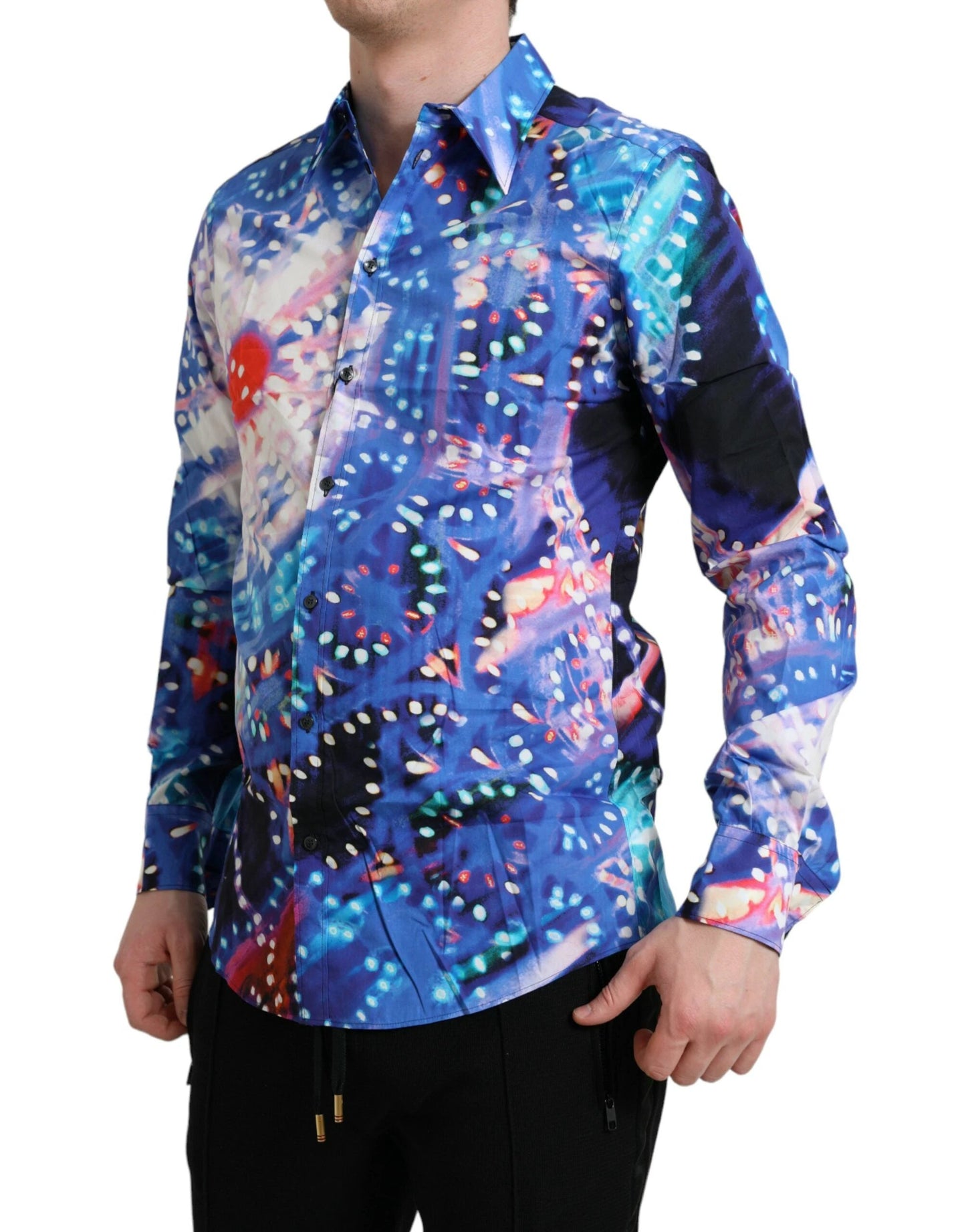 Dolce & Gabbana Multicolor Luminarie Slim MARTINI Shirt by Dolce & Gabbana