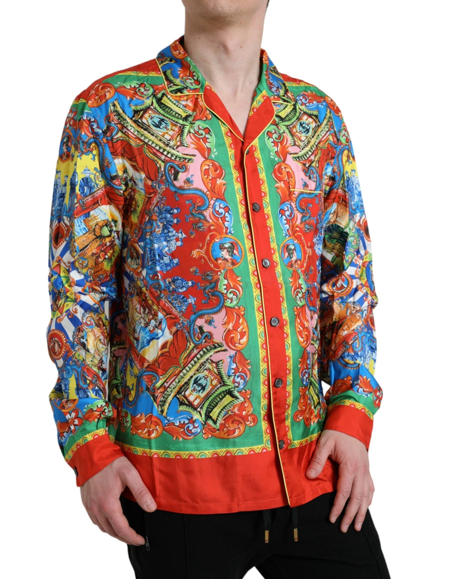 Dolce & Gabbana Multicolor Patterned Button Down Casual Shirt by Dolce & Gabbana