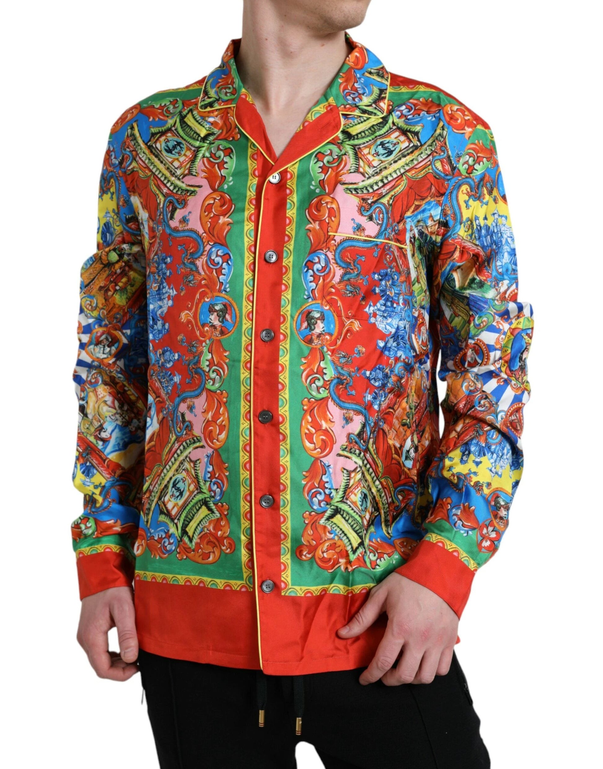 Dolce & Gabbana Multicolor Patterned Button Down Casual Shirt by Dolce & Gabbana