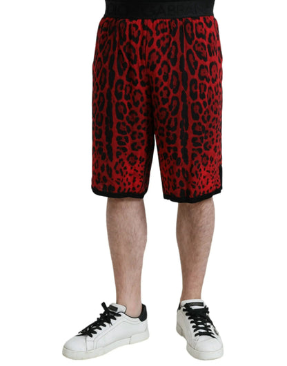 Dolce & Gabbana Red Leopard Print Viscose Bermuda Shorts by Dolce & Gabbana