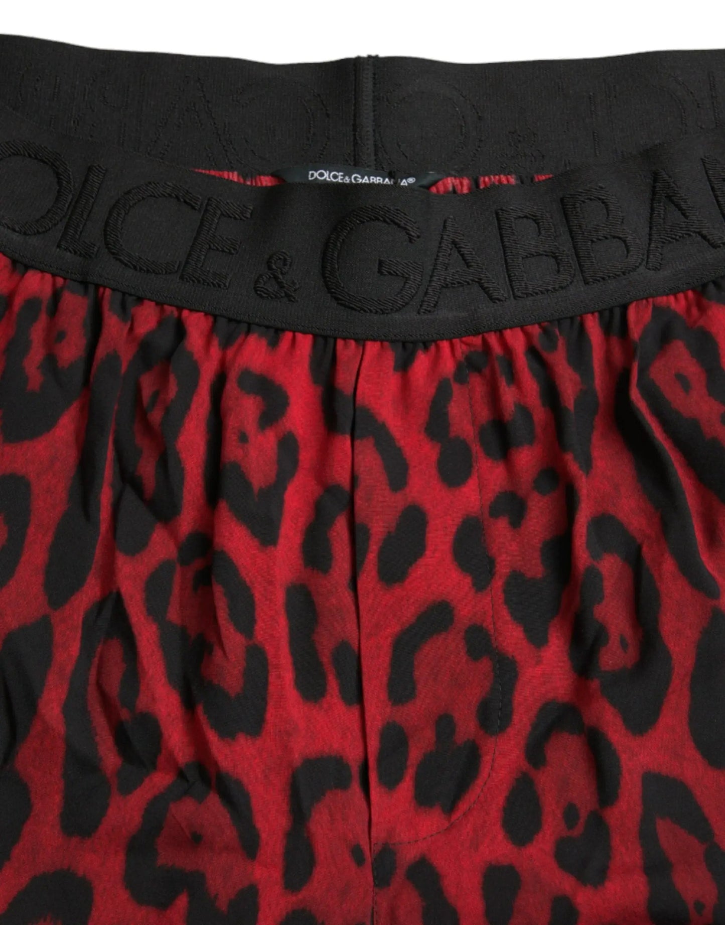 Dolce & Gabbana Red Leopard Print Viscose Bermuda Shorts by Dolce & Gabbana