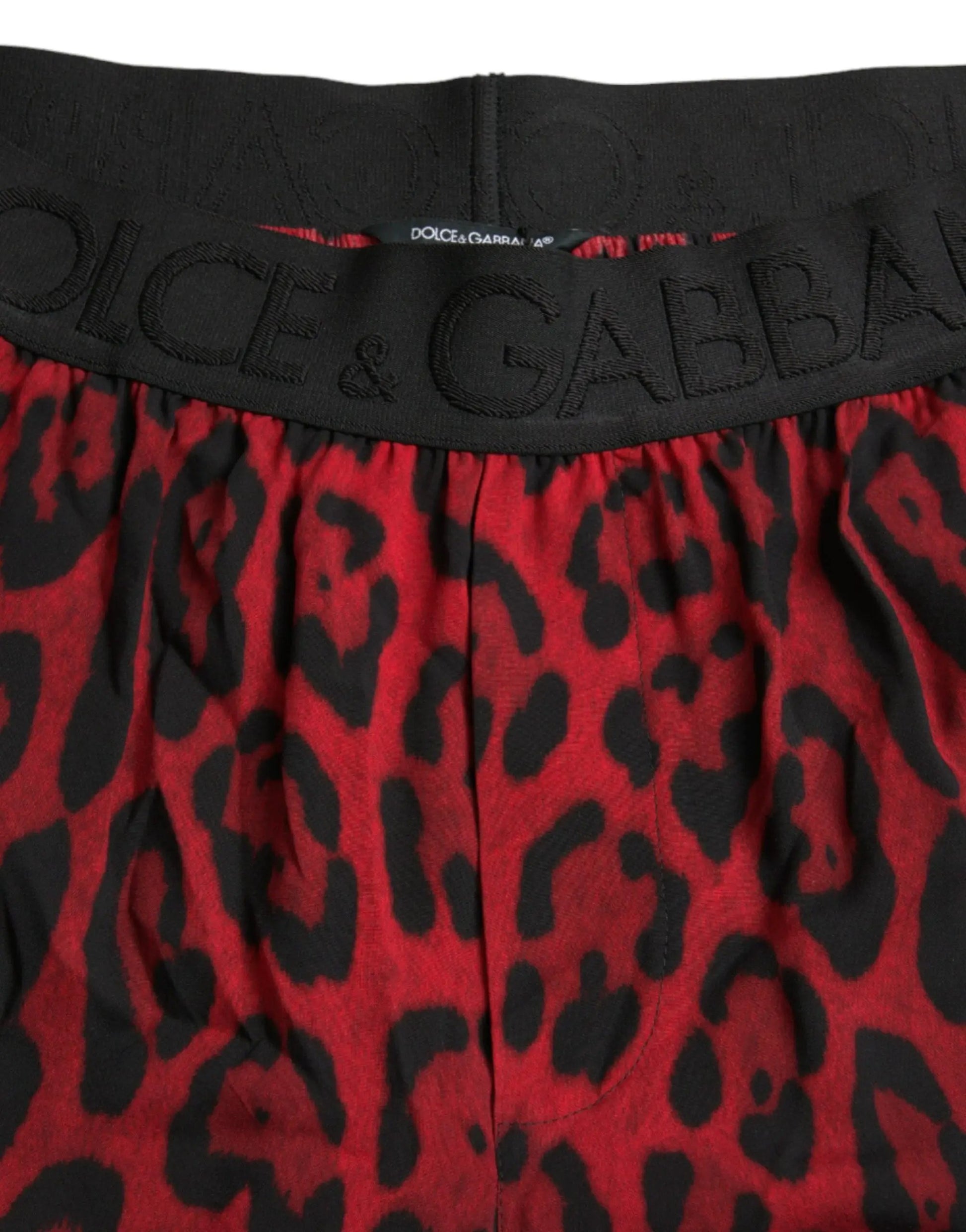 Dolce & Gabbana Red Leopard Print Viscose Bermuda Shorts by Dolce & Gabbana