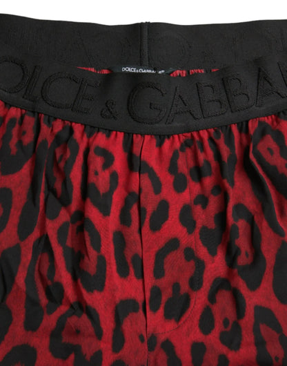 Dolce & Gabbana Red Leopard Print Viscose Bermuda Shorts by Dolce & Gabbana