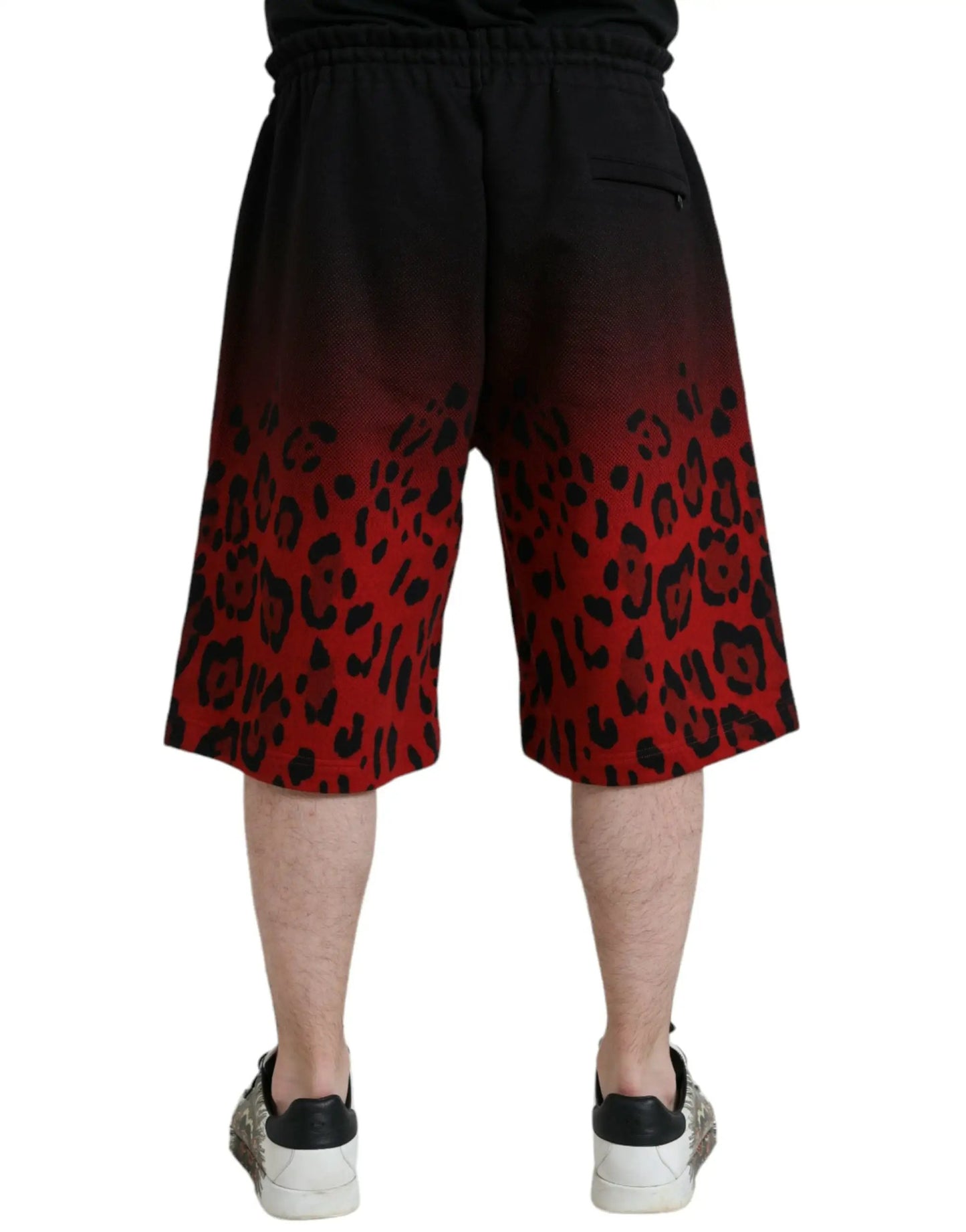 Dolce & Gabbana Red Leopard Print Cotton Bermuda Shorts by Dolce & Gabbana