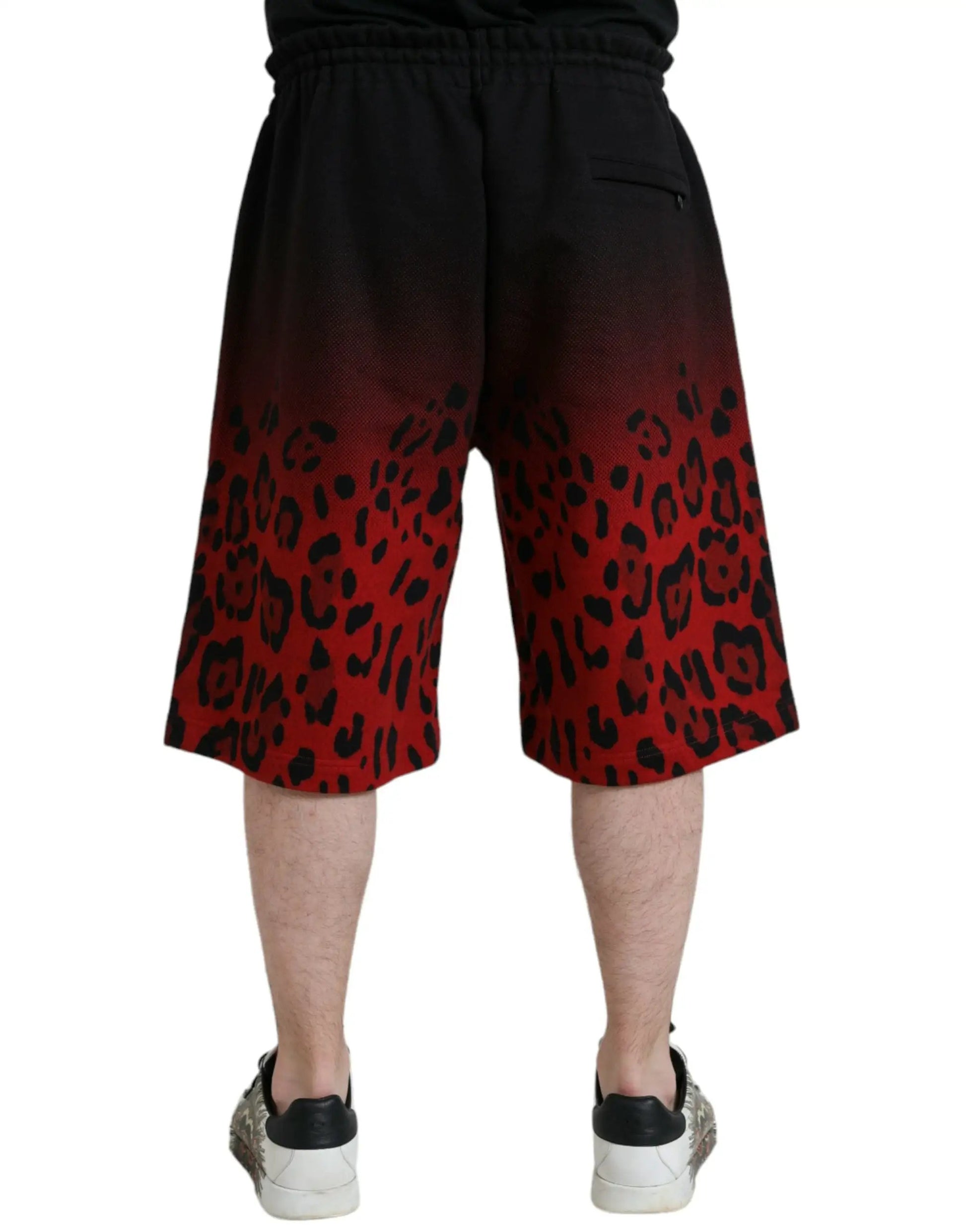 Dolce & Gabbana Red Leopard Print Cotton Bermuda Shorts by Dolce & Gabbana