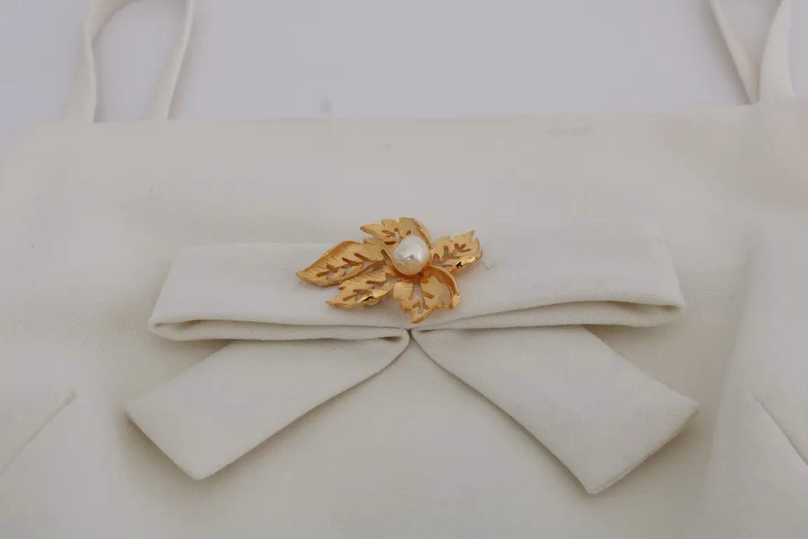 Dolce & Gabbana White Wool Stretch Brooch Shift Dress by Dolce & Gabbana