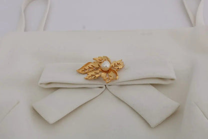 Dolce & Gabbana White Wool Stretch Brooch Shift Dress by Dolce & Gabbana