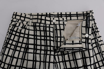 Dolce & Gabbana White Black Striped Casual Shorts