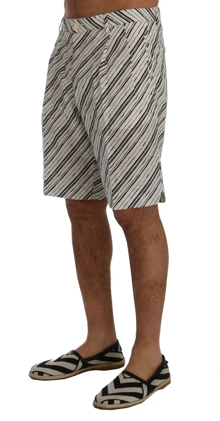 Dolce & Gabbana White Black Striped Casual Shorts by Dolce & Gabbana