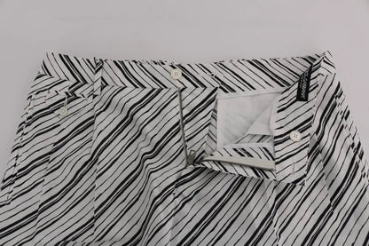 Dolce & Gabbana White Black Striped Casual Shorts by Dolce & Gabbana