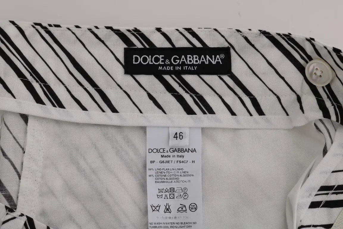 Dolce & Gabbana White Black Striped Casual Shorts by Dolce & Gabbana