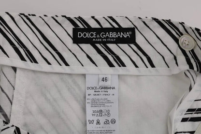 Dolce & Gabbana White Black Striped Casual Shorts by Dolce & Gabbana