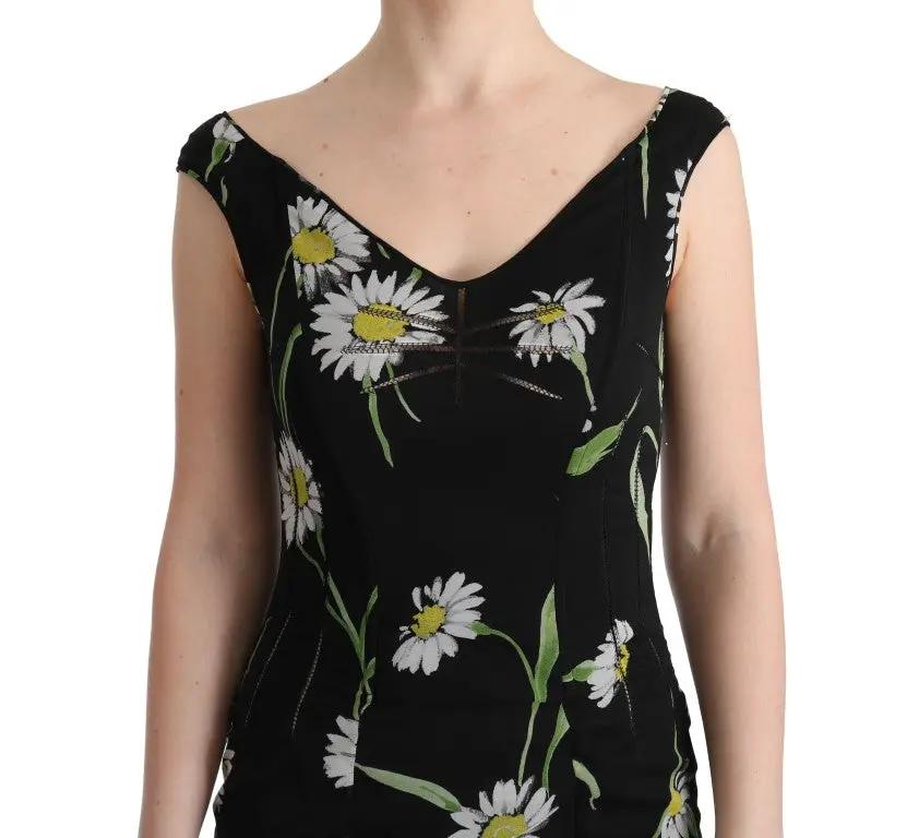 Dolce & Gabbana Sunflower Silk Stretch Sheath Dress by Dolce & Gabbana