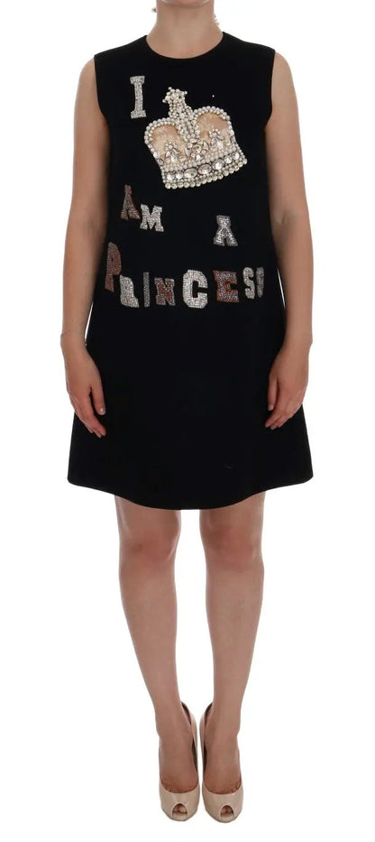 Dolce & Gabbana Black I AM A PRINCESS Crystal Shift Dress by Dolce & Gabbana