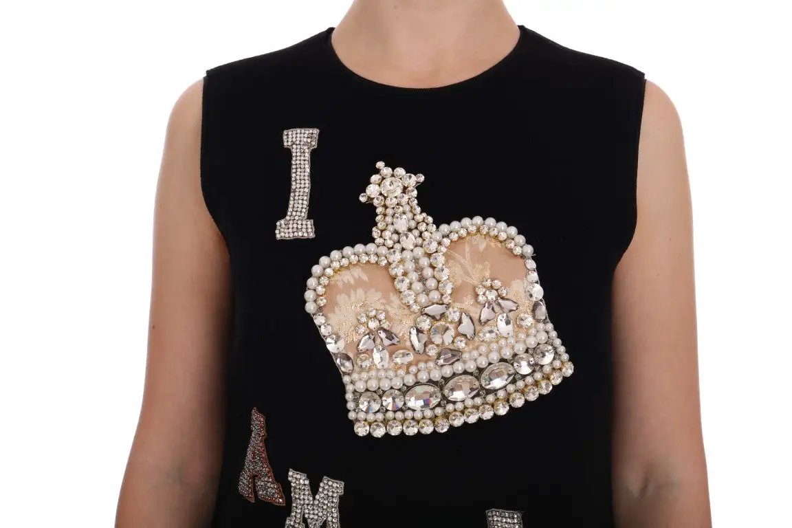 Dolce & Gabbana Black I AM A PRINCESS Crystal Shift Dress by Dolce & Gabbana