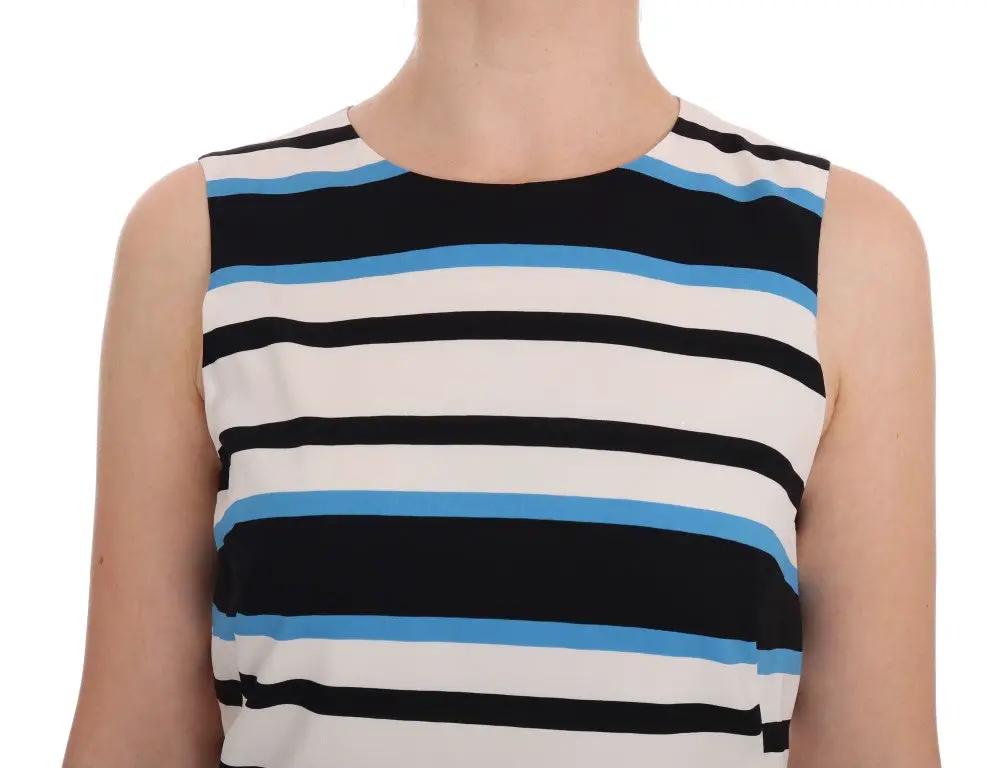 Dolce & Gabbana Blue White Striped Silk Stretch Shift Dress by Dolce & Gabbana