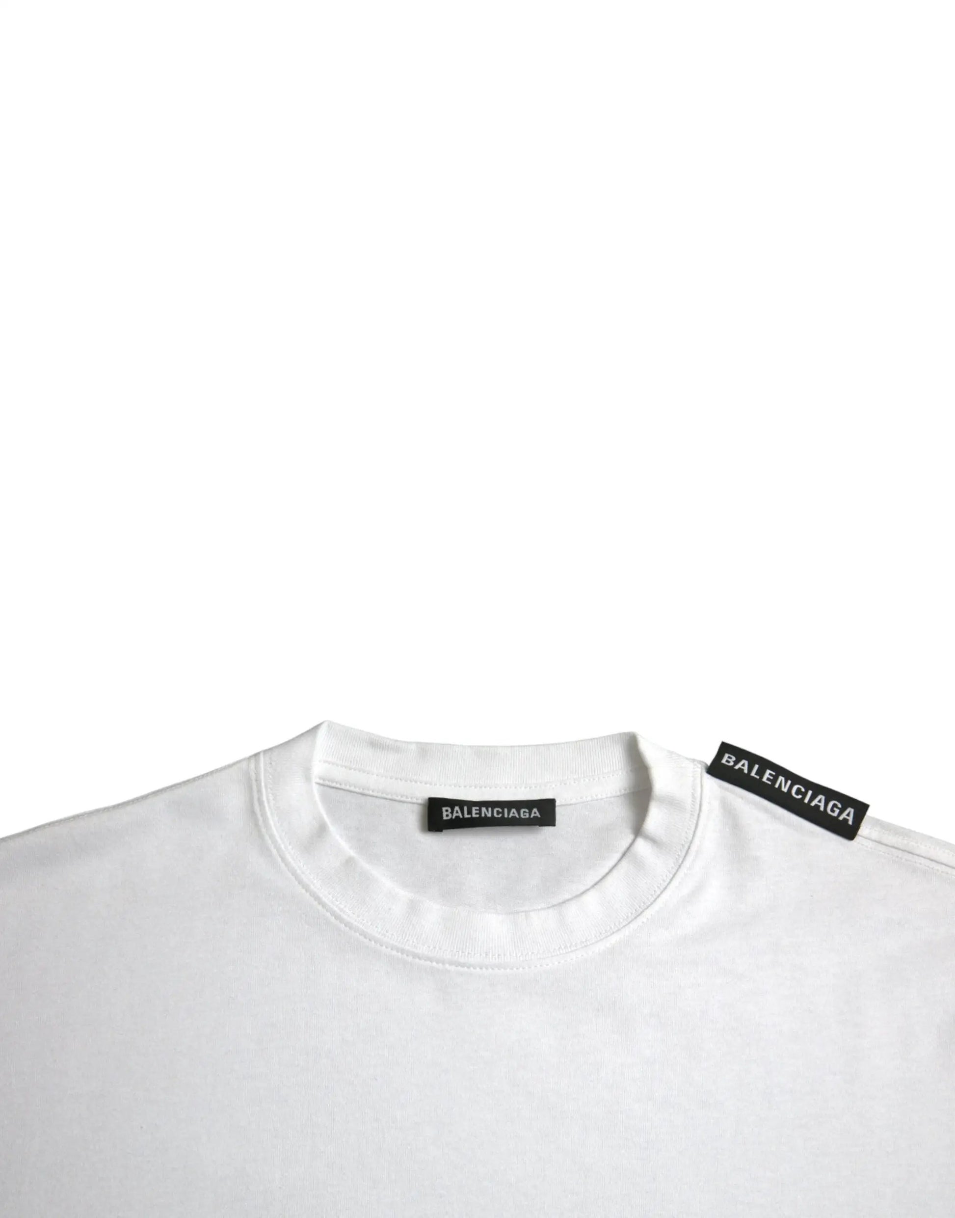 Balenciaga Off White Cotton Jersey Round Neck T-shirt by Balenciaga