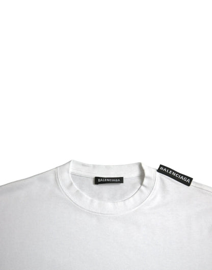 Balenciaga Off White Cotton Jersey Round Neck T-shirt by Balenciaga
