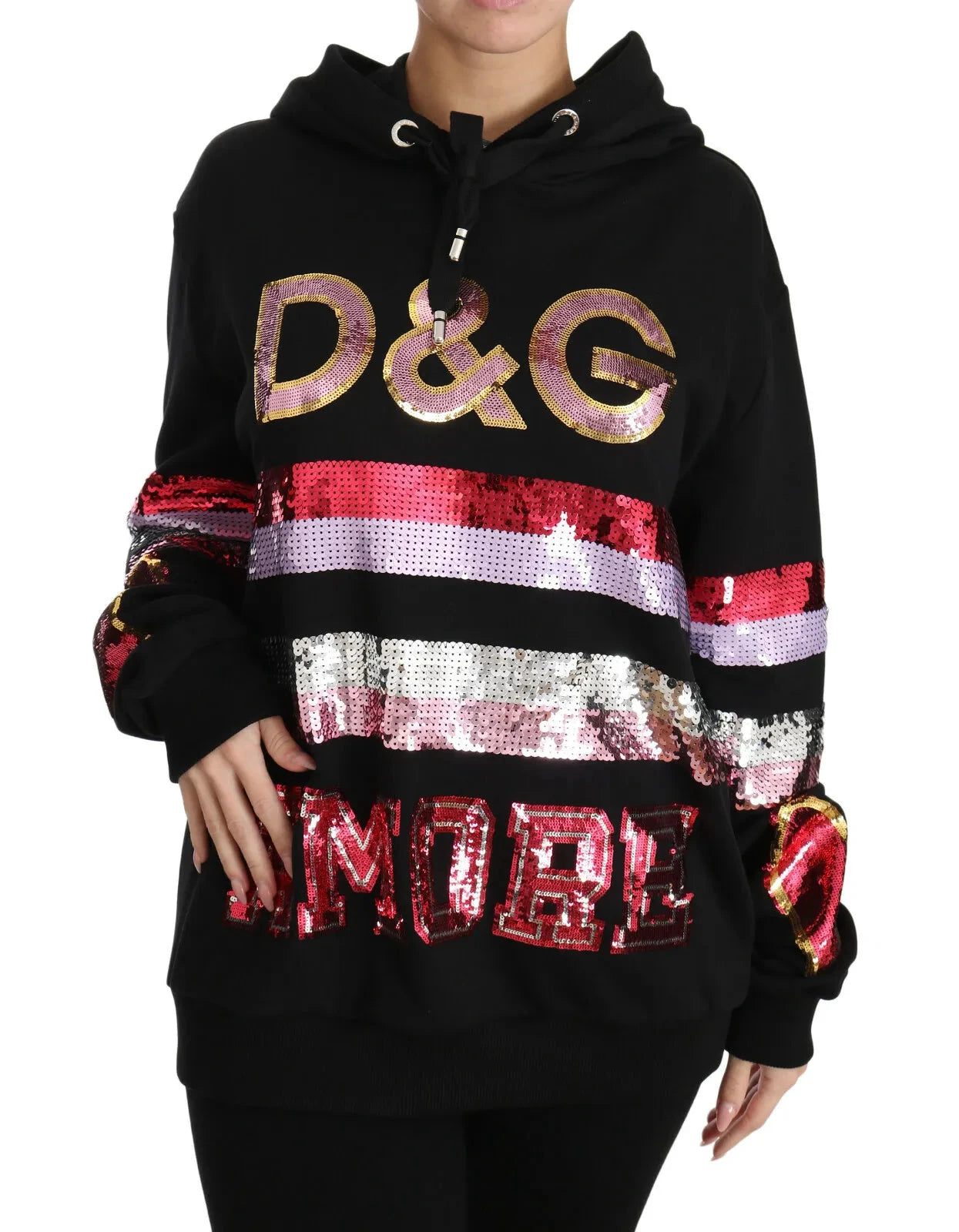 Dolce & Gabbana DG Sequined Hooded Pullover Sweater by Dolce & Gabbana