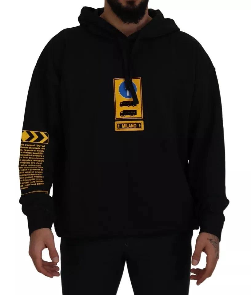Dolce & Gabbana Black Cotton Logo Hooded Sweatshirt Sweater by Dolce & Gabbana