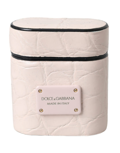 Étui AirPods Dolce & Gabbana femme en cuir de caïman rose clair – SMY10281