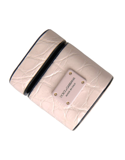 Étui AirPods Dolce & Gabbana femme en cuir de caïman rose clair – SMY10281
