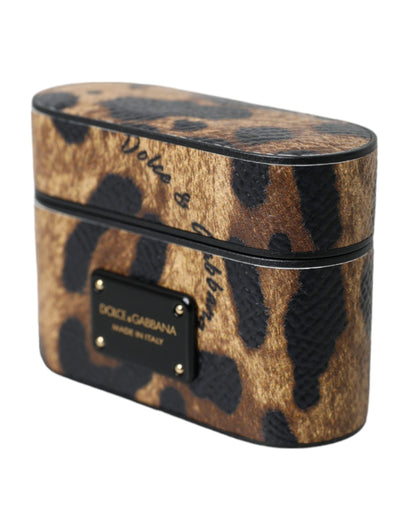 Étui AirPods Dolce & Gabbana femme léopard en cuir de veau marron – SMY10285