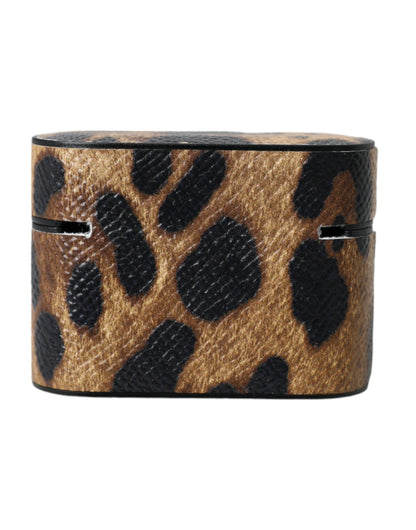 Étui AirPods Dolce & Gabbana femme léopard en cuir de veau marron – SMY10285