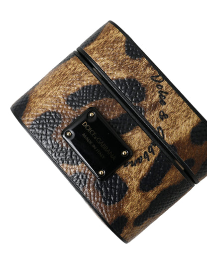 Étui AirPods Dolce & Gabbana femme léopard en cuir de veau marron – SMY10285