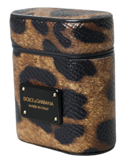 Étui AirPods Dolce & Gabbana femme léopard en cuir de veau marron – SMY10286