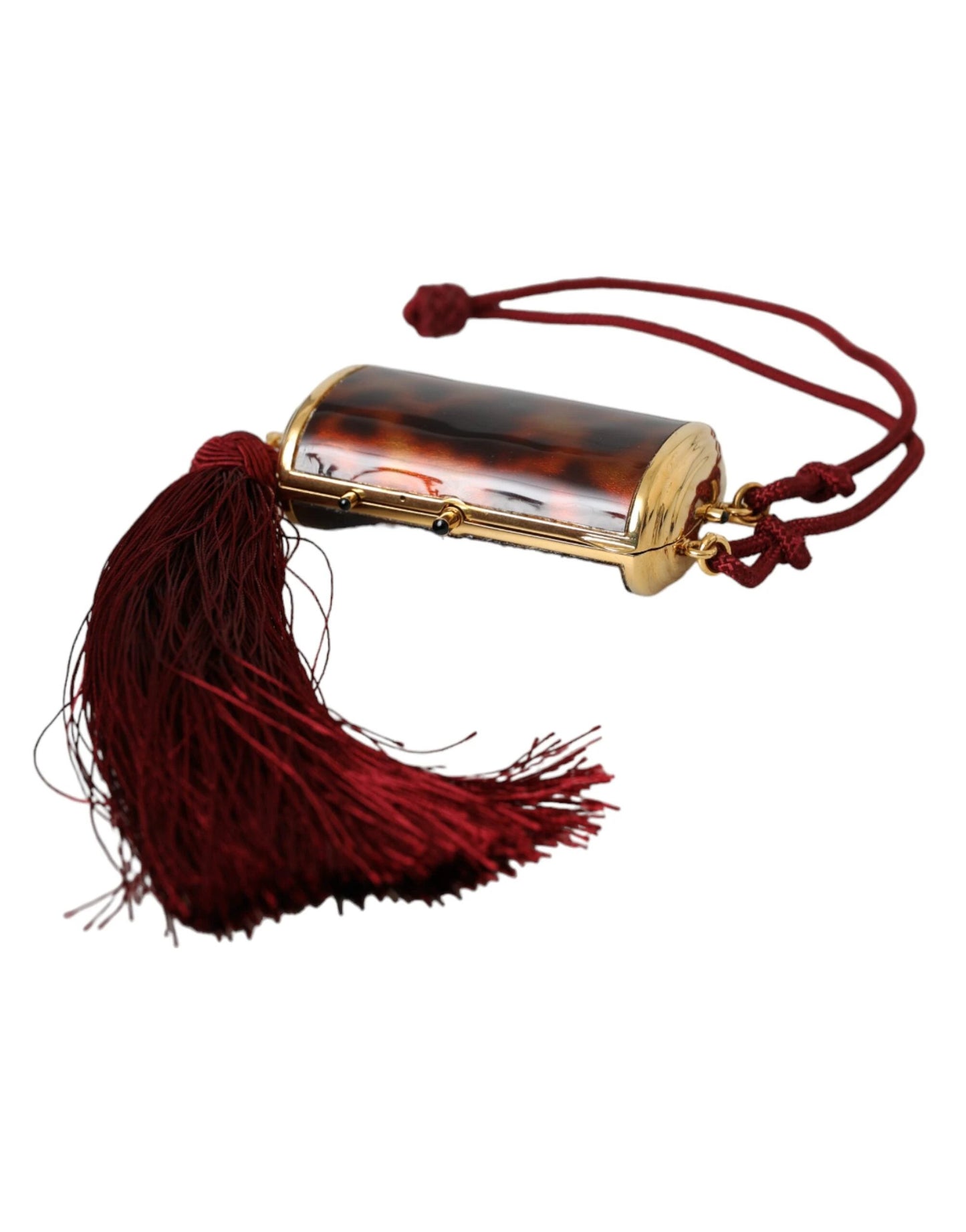 Dolce & Gabbana Brown Leopard Mini Mirror Tassel Make Up Holder Bag by Dolce & Gabbana