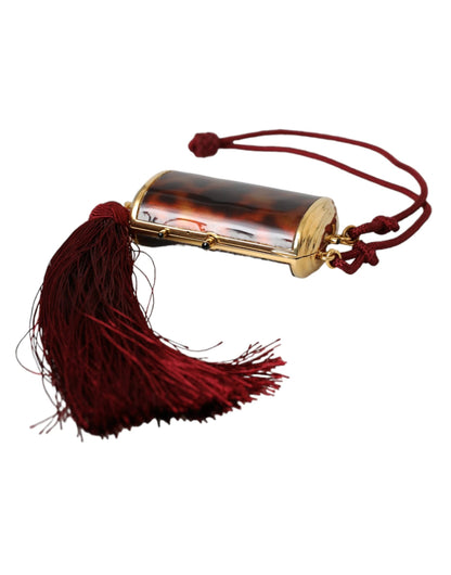 Dolce & Gabbana Brown Leopard Mini Mirror Tassel Make Up Holder Bag by Dolce & Gabbana