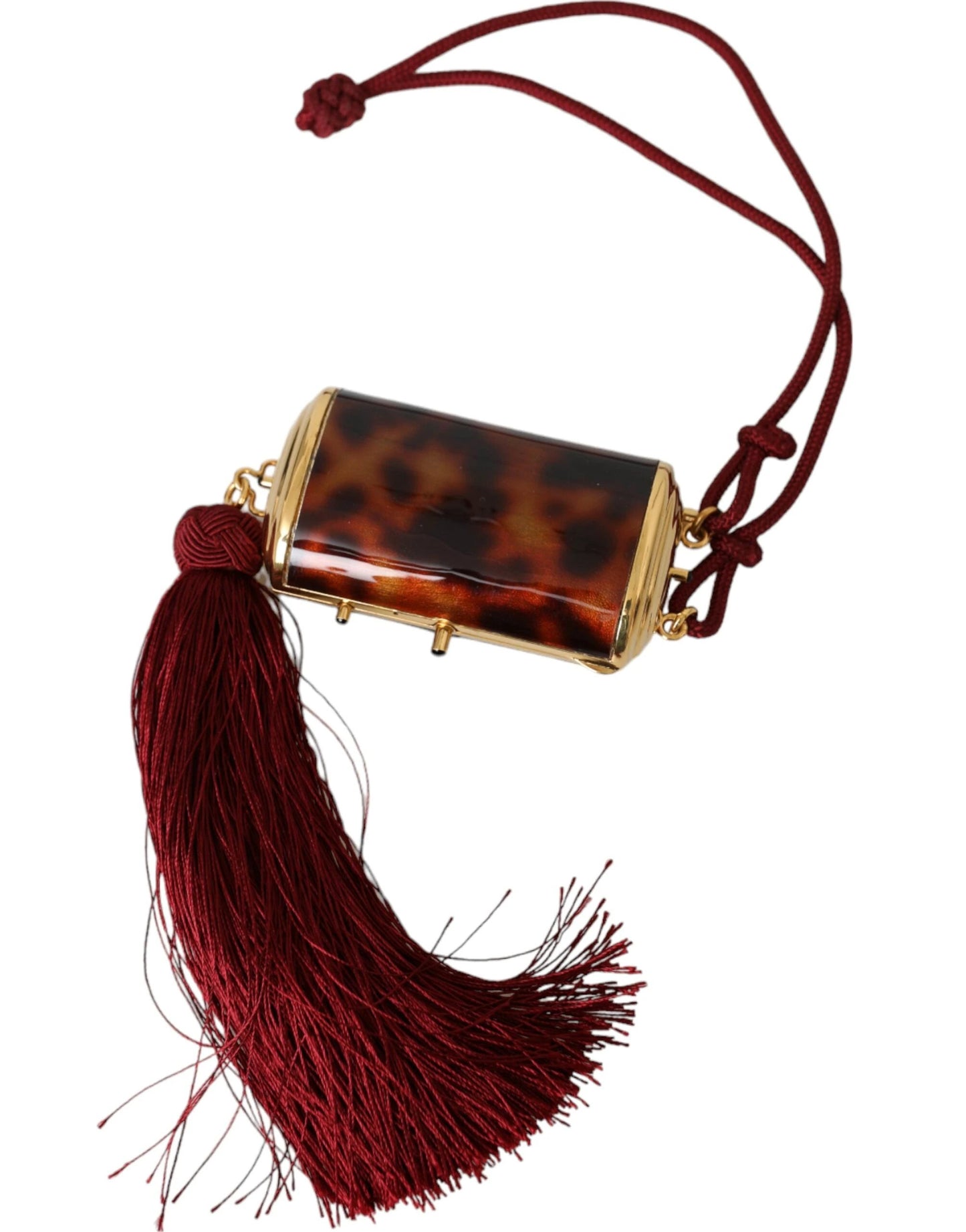 Dolce & Gabbana Brown Leopard Mini Mirror Tassel Make Up Holder Bag by Dolce & Gabbana