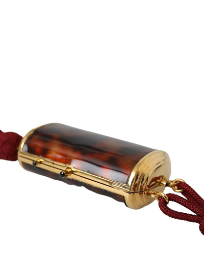 Dolce & Gabbana Brown Leopard Mini Mirror Tassel Make Up Holder Bag by Dolce & Gabbana