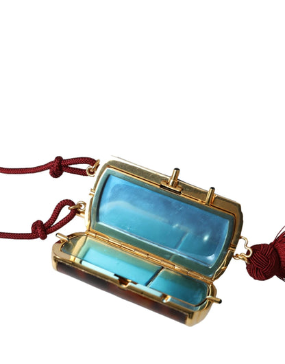 Dolce & Gabbana Brown Leopard Mini Mirror Tassel Make Up Holder Bag by Dolce & Gabbana