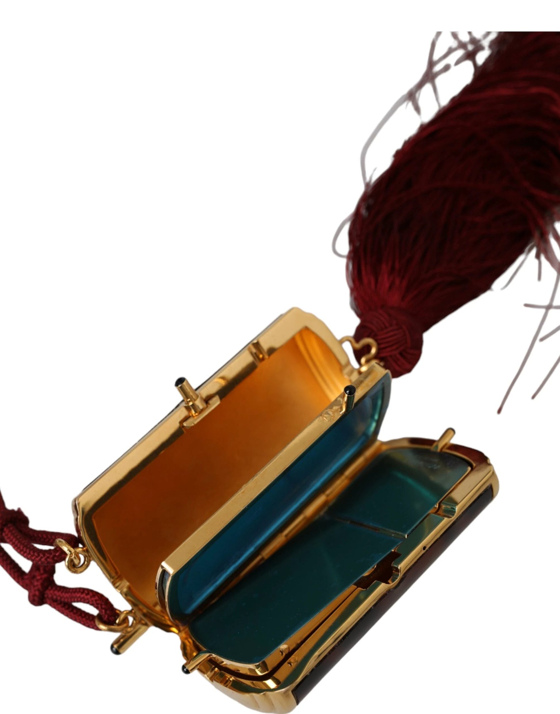 Dolce & Gabbana Brown Leopard Mini Mirror Tassel Make Up Holder Bag by Dolce & Gabbana