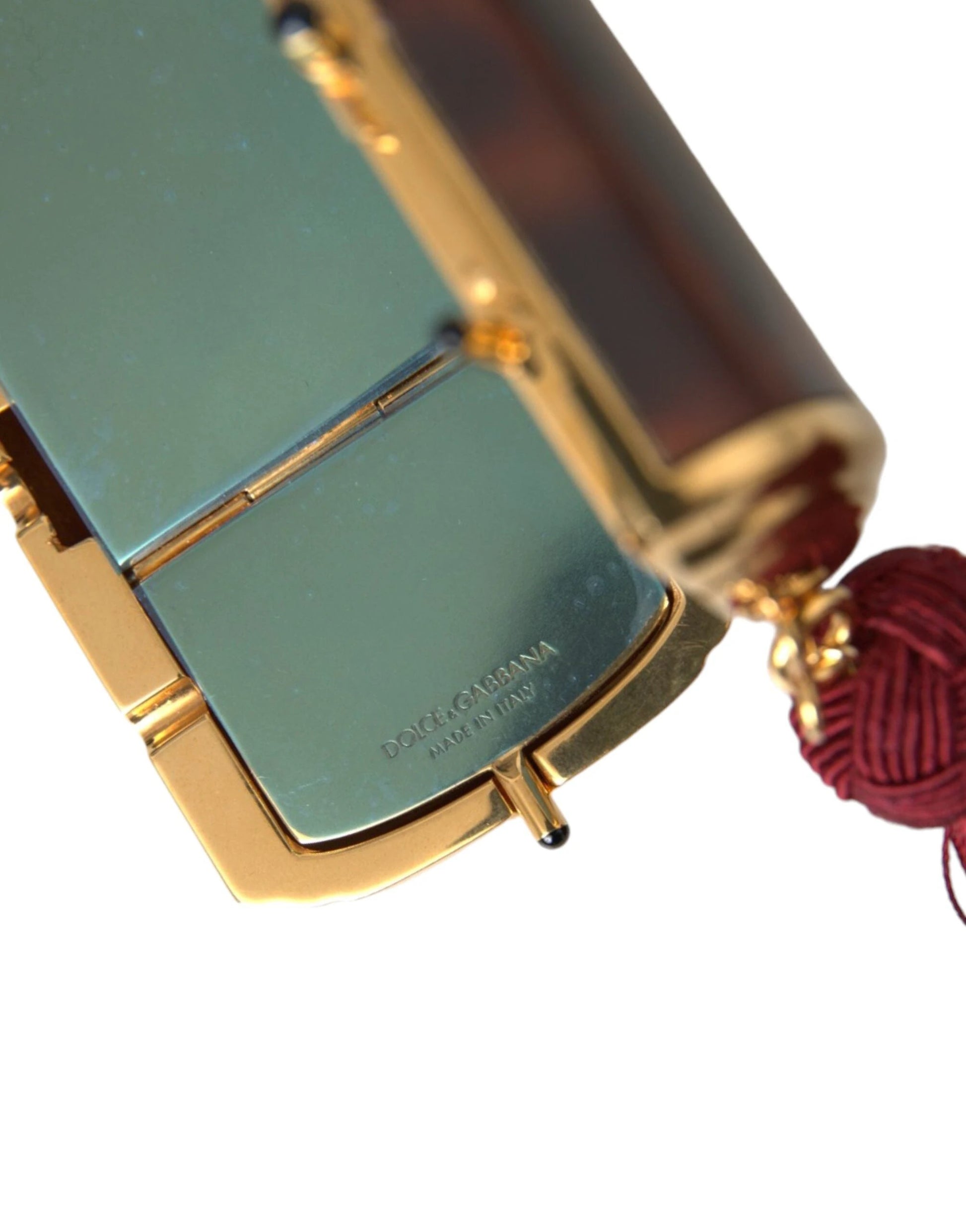 Dolce & Gabbana Brown Leopard Mini Mirror Tassel Make Up Holder Bag by Dolce & Gabbana