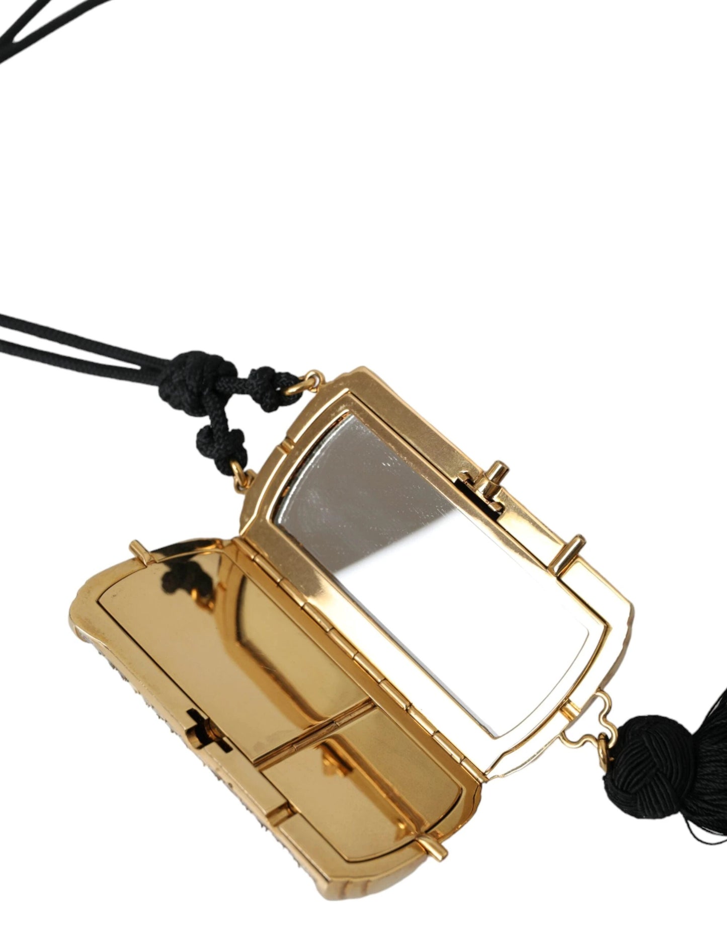 Dolce & Gabbana Beige Exotic Leather Mini Mirror Tassel Make Up Holder Bag by Dolce & Gabbana