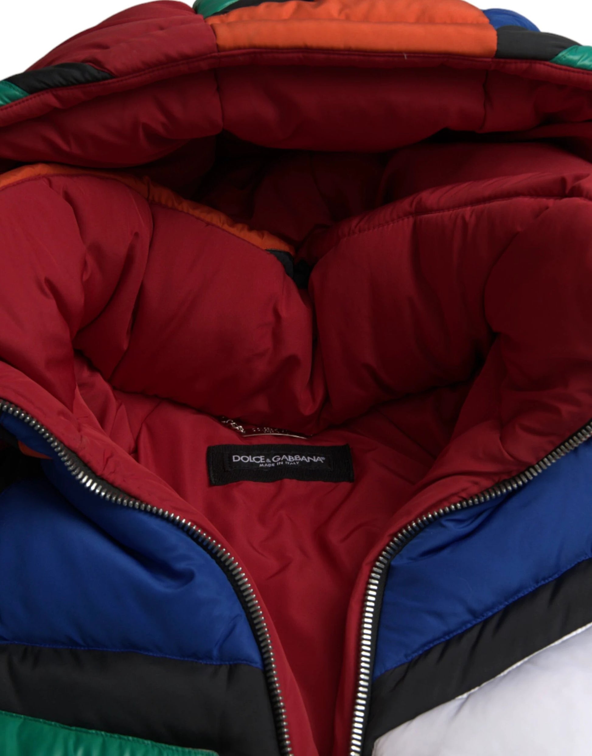 Dolce & Gabbana Multicolor Quilted Hooded Puffer Jacket by Dolce & Gabbana